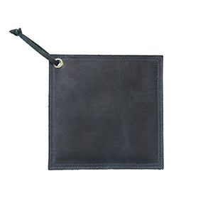 Hide & Drink Leather Hot Pot Pad (Potholder), Double Layered, Double Stitched and Handmade Slate Blue
