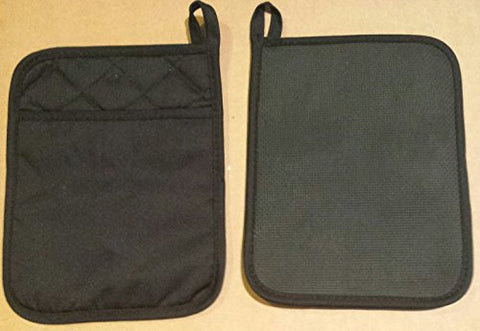 Home Collection Set of 2 Black Neoprene Pot Holders