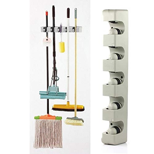 Kitchen Hanger Wall Mounted 5 Position Kitchen Shelf Storage Shelf for Mop Brush Broom Holder Organizer Wall Mounted Tools