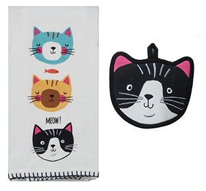 Kay Dee Designs Crazy Cats Kitchen Towel Bundle with Potholder