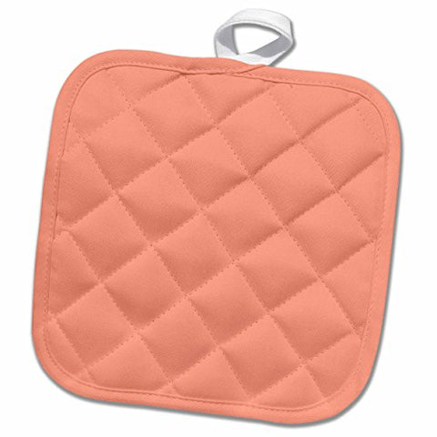 3D Rose Coral Orange-Salmon Pink-Peach Apricot-Plain Simple One Single Solid Color Pot Holder, 8 x 8