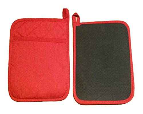 Home Collection Set of 2 Red Neoprene Pot Holders