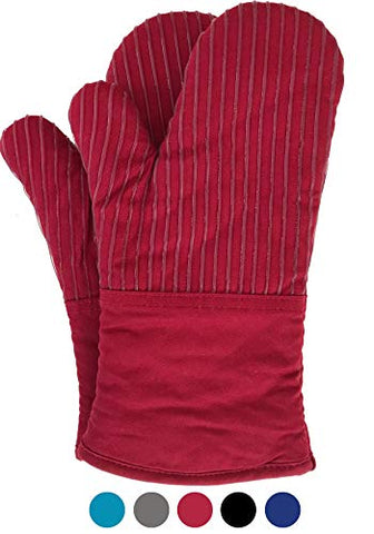 BIG RED HOUSE Oven Mitts, with the Heat Resistance of Silicone and Flexibility of Cotton, Recycled Cotton Infill, Terrycloth Lining, 480 F Heat Resistant Pair Red