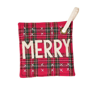 Tartan Sentiment Pot Holders by Mud Pie - Choice of Style