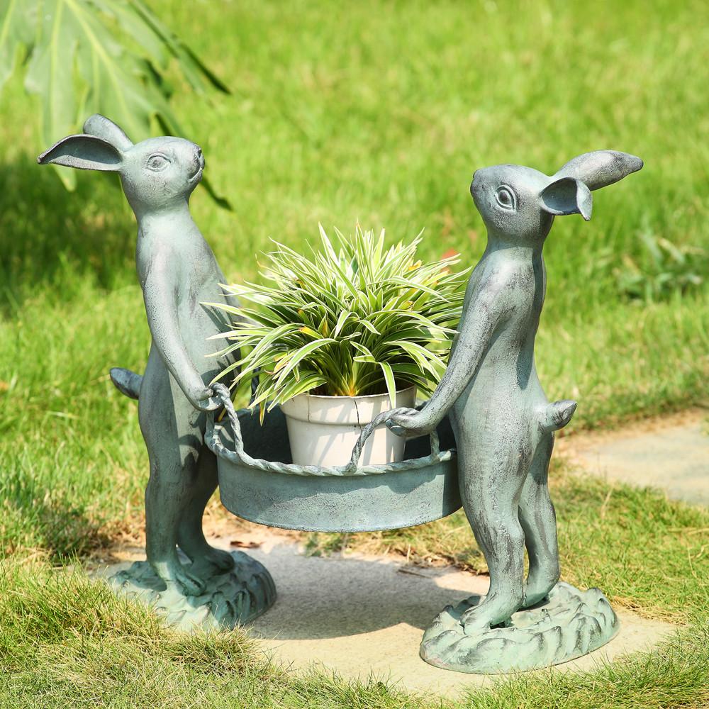 SPI Aluminum Bunny Gardeners Pot Holder
