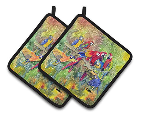 Caroline's Treasures Parrots Galore Pair of Pot Holders 8600-2PTHD, 7.5HX7.5W, Multicolor