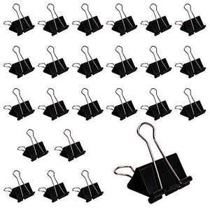 Metal Binder Clips, HQD 2 Inches Black Paper Clamp, Work as Big Clips Binder for Letter Memo Notes Legal Paper Holder Document Organizer, Pack of 24