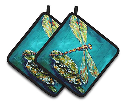 Caroline's Treasures MW1144PTHD Insect"Dragonfly" Matin Pot Holders (1 Pair), 7.5" x 7.5", Multicolor