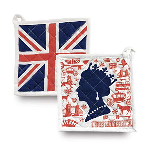 Naked Decor Pair of Queen & Union Jack Potholders