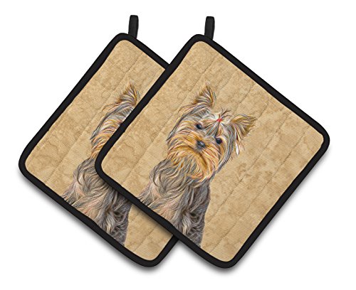 Caroline's Treasures Yorkie Pair of Pot Holders KJ1227PTHD, 7.5HX7.5W, Multicolor