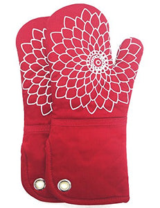 RED LMLDETA Silicone Printing Oven Mitts/Gloves 1 Pair, Heat Resistant to 500 Degree, Non-Slip for Home Kitchen Cooking Barbecue Microwave for Women/Men Machine Washable BBQ (Red)