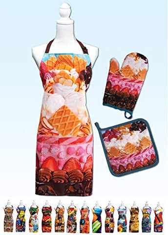 Springbok Icing on The Cake Adjustable Kitchen Apron, Oven Mitt and Pot Holder Set