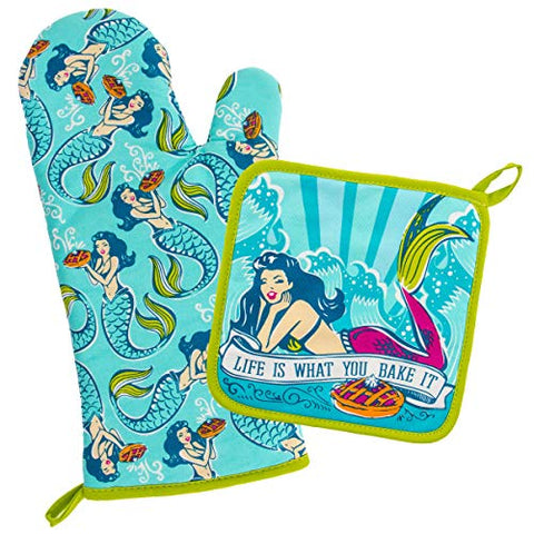 Wit Gifts Oven Mitt & Pot Holder, Mermaid