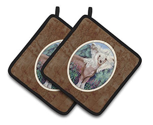 Caroline's Treasures Chinese Crested Pair of Pot Holders 7052PTHD, 7.5HX7.5W, Multicolor