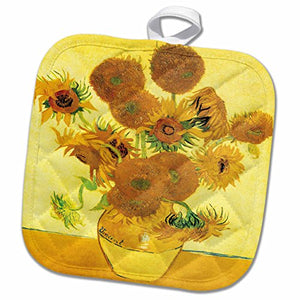 3D Rose Sunflowers by Vincent Van Gogh Pot Holder, 8 x 8