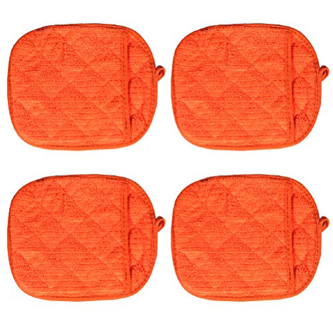 BESTONZON 4 Pcs Oven Gloves Thicken 2 in 1 Anti-Scald Insulation Microwave Oven Mitt Pot Holder Set (Orange)