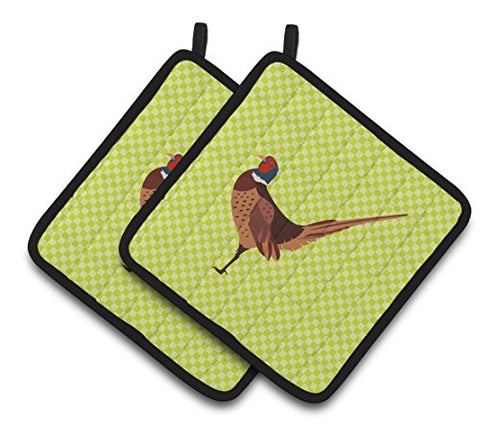 Caroline's Treasures BB7756PTHD Ring-necked Common Pheasant Green Decorated Pot Holder, 7.5" x 7.5",