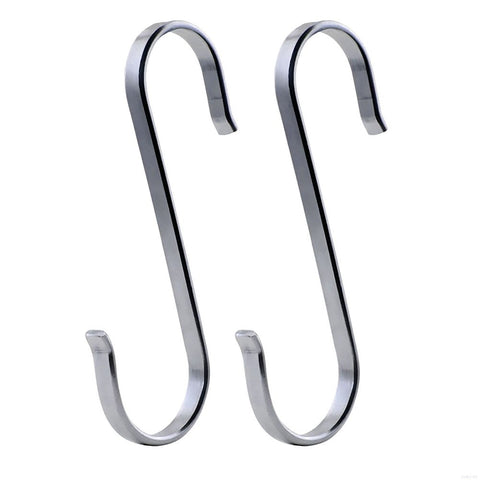 TITECOUGO 2 PCS Quality 304 Stainless Steel Universal S Shaped Hanging Hooks Kitchen Spoon Pan Pot Hanging Hooks Hangers Multiple Uses (M-Model 2)