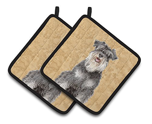 Caroline's Treasures Schnauzer Pair of Pot Holders KJ1228PTHD, 7.5HX7.5W, Multicolor