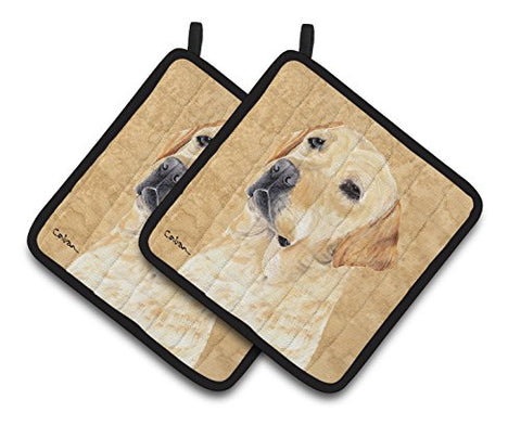 Caroline's Treasures Labrador Wipe Your Paws Pair of Pot Holders SC9133PTHD, 7.5HX7.5W, Multicolor