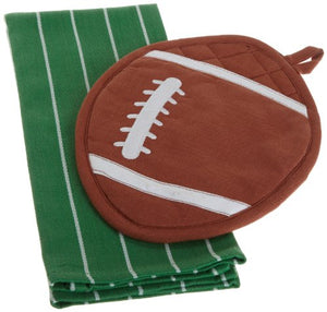 DII Game Day Football Shaped Pot Holder and Dishtowel Kitchen Gift Set