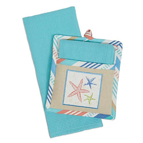 Design Imports DII Seashore Embellished Potholder Gift Set