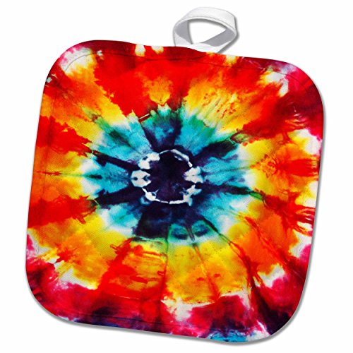 3D Rose Multi-Colored Tie-Dye Pattern Pot Holder, 8 x 8, Red