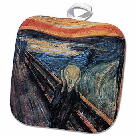 3D Rose The Scream by Edward Munch Pot Holder, 8 x 8