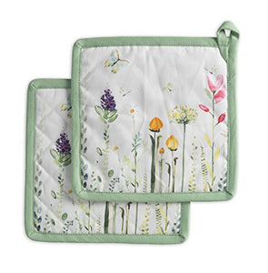 Maison d' Hermine Botanical Fresh 100% Cotton Set of 2 Pot Holders 8 Inch by 8 Inch