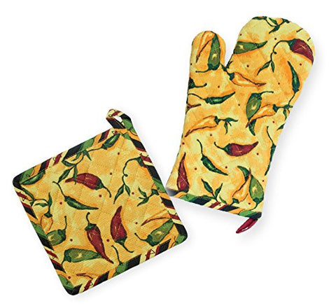 Celebrate the Home URB18528 Mitt and Potholder, Pepper Toss Oven Mitt & Pot Holder Set