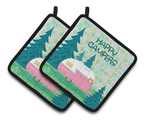 Caroline's Treasures Happy Campers Glamping Trailer Pair of Pot Holders VHA3004PTHD, 7.5HX7.5W, Multicolor