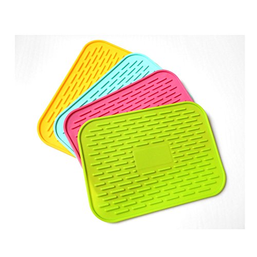 Eightnoo 6" X 8.5" Silicone Pot Holder, Heat Insulated Pad, Trivet Mat, Cup Drying Mat, Tableware Pad Coasters, Baking Gadget- Waterproof, Non-Slip, Trivet, Tableware Pad Coasters, Set of 4