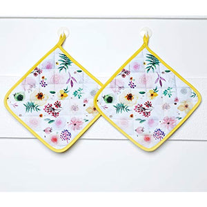 Folkulture Cotton Pot Holders Heat-Resistant for Kitchen, Set of 2, 8 x 8-inch