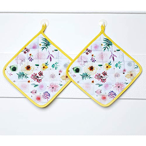 Folkulture Cotton Pot Holders Heat-Resistant for Kitchen, Set of 2, 8 x 8-inch