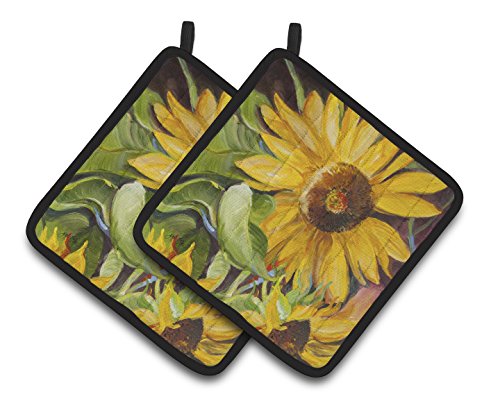 Caroline's Treasures Sunflowers Pair of Pot Holders JMK1265PTHD, 7.5HX7.5W, Multicolor