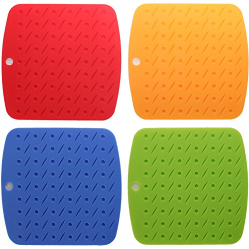 ARAD Colorful Silicone Heat Resistant Pot Holders, Trivet Surface Protection mats, Set of 4