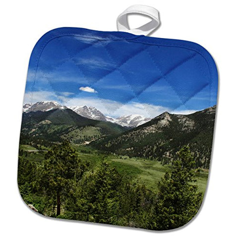 3dRose phl_273524_1 Pot Holder COLORADO ESTES NATIONAL PARK MOUNTAIN VIEW 8 by 8"