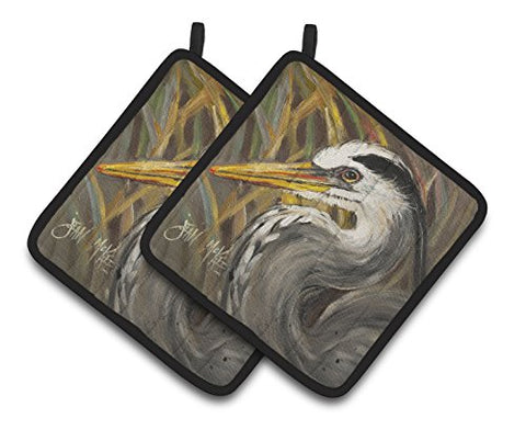 Caroline's Treasures Blue Heron Pair of Pot Holders JMK1229PTHD, 7.5HX7.5W, Multicolor