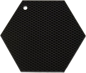 Lamson HoneyComb HotSpot Pot Holder, 7" x 7", Black, Silicone