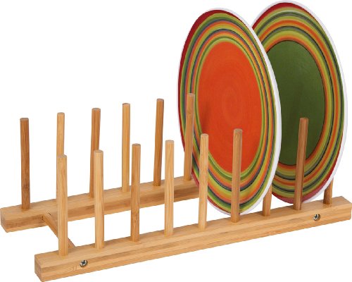 Multi-Purpose Bamboo Plate Holder and Pot Lid Organizer by Trademark Innovations