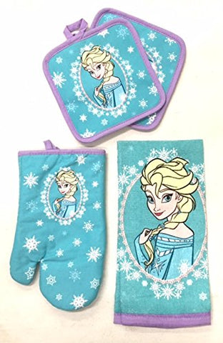 Disney Frozen 4 pc Kitchen Set - Kitchen Towel, Oven Mitt & 2 Pot Holders