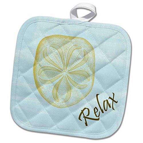 3D Rose Relax Sand Dollar-Beach Themed Art in Calming Blue Pot Holder, 8" x 8"