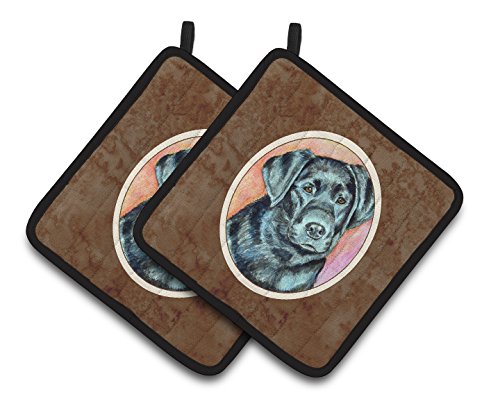 Caroline's Treasures black Labrador Pair of Pot Holders 7177PTHD, 7.5HX7.5W, Multicolor