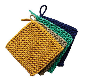 Creative Co-Op Square Cotton Crocheted Pot Holders (Set of 4 Colors)
