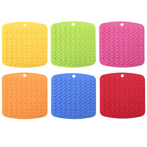 Silicone Pot Holder 6PCS Silicone Trivet Mat, Pot Holder,Trivets,Hot Mitts,Spoon Rest And Garlic Peeler Non Slip,442 F Heat Resistant,Thick And Flexible,FDA