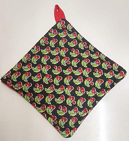 Handmade Cherry and Polka Dot Pot Holder