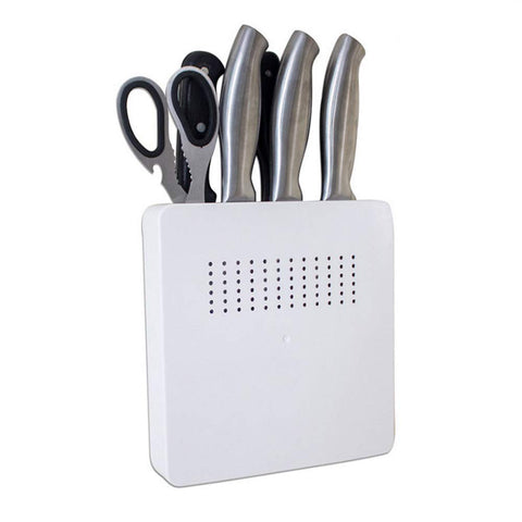 Kisstaker Plastic Kitchen Knife Holder Storage Rack Shelf Wall Mounted