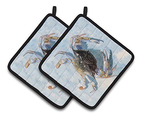 Caroline's Treasures Blue Crab Pair of Pot Holders 8011PTHD, 7.5HX7.5W, Multicolor