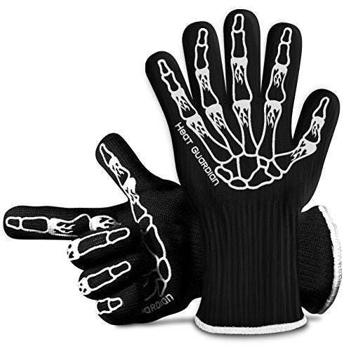 Heat Guardian Heat Resistant Gloves – Protective Gloves Withstand Heat Up To 932? – Use As Oven Mitts, Pot Holders, Heat Resistant Gloves for Grilling – Features 5” Cuff for Forearm Protection