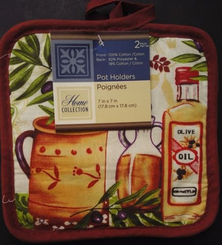 The Pecan Man Home Collection Olive oil Linen Everyday Kitchen Set of 2 Potholders